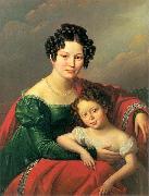 unknown artist Portrait of young woman with her child- Countess of Dyhrn with her child France oil painting artist